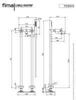 MEDIDAS MEZCLADOR BAÑERA DE PIE MAXIMA FIMA-CARLO FRATTINI